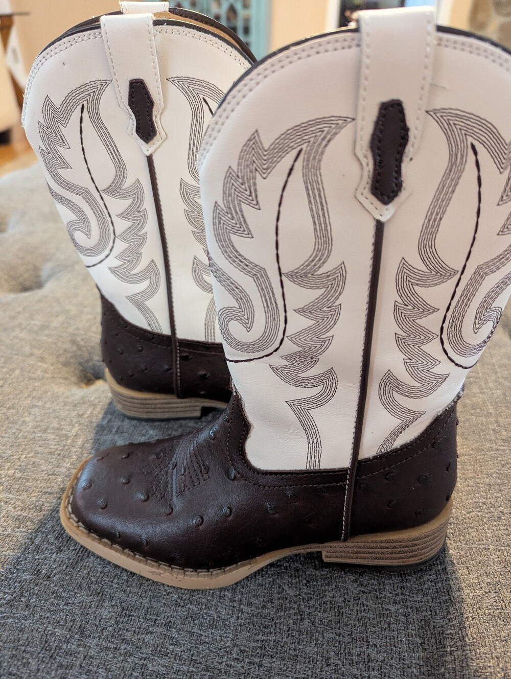 Roper Kids Ostrich Print Western Cowboy Boots